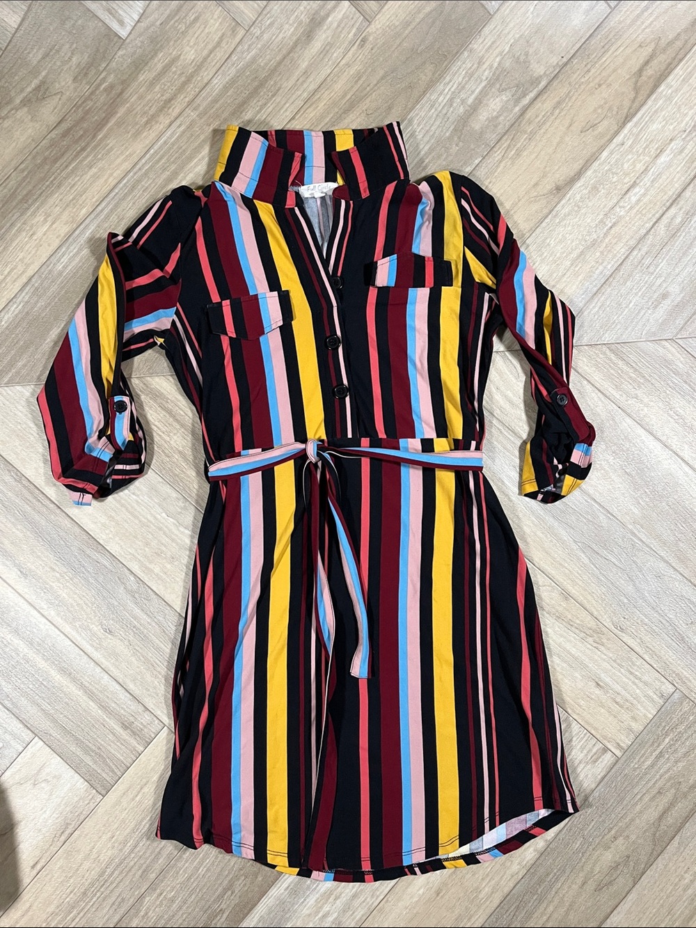 Full Circle Striped Long Sleeve Mini Dress Size Medium Like New